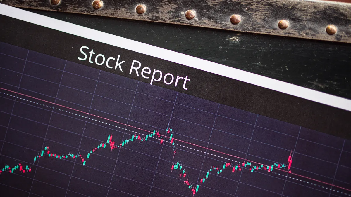 Detailed view of a stock report displaying a market performance graph with data trends.